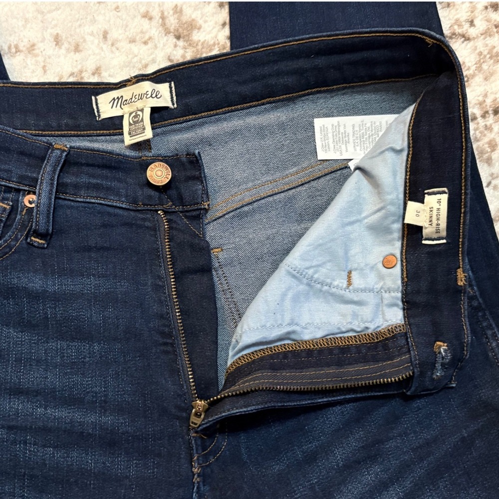 Madewell Jeans Women 30 Blue High Rise Skinny Dark Wash Stretch Denim Minimalist - Picture 4 of 8